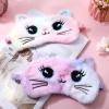 2 Pcs Plush Eye Mask Soft Sleeping Blindfold Eye Cover Comfortable Cute Animal Sleeping Mask Satin Nap Night Eyeshade Cover for Women Men Gift (Colorful, Cat Style) view 3