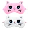 2 Pcs Plush Eye Mask Soft Sleeping Blindfold Eye Cover Comfortable Cute Animal Sleeping Mask Satin Nap Night Eyeshade Cover for Women Men Gift (Pink White Cat Style) view 1