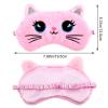 2 Pcs Plush Eye Mask Soft Sleeping Blindfold Eye Cover Comfortable Cute Animal Sleeping Mask Satin Nap Night Eyeshade Cover for Women Men Gift (Pink White Cat Style) view 2