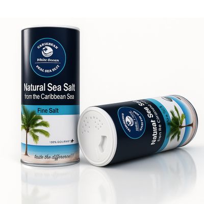 100% Gourmet Fine Sea Salt  Caribbean Sea Salt, Natural & Unrefined, Naturally Mineral-Balanced, Fine Grain Table Salt, Kosher (9 oz)