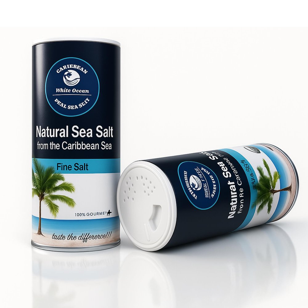 100% Gourmet Fine Sea Salt  Caribbean Sea Salt, Natural & Unrefined, Naturally Mineral-Balanced, Fine Grain Table Salt, Kosher (9 oz)