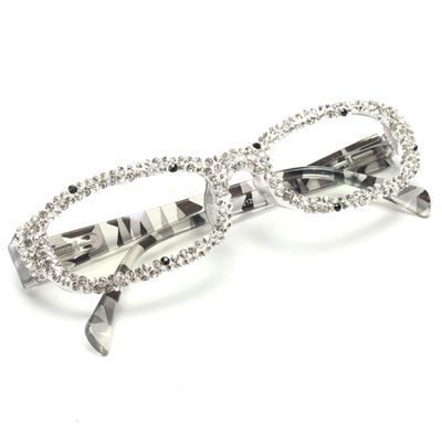 Rectangle Bling Rhinestone Reading Glasses For Women Blue Light Blocking Reader Computer Eyeglass Frame (clear, 1.25, x)
