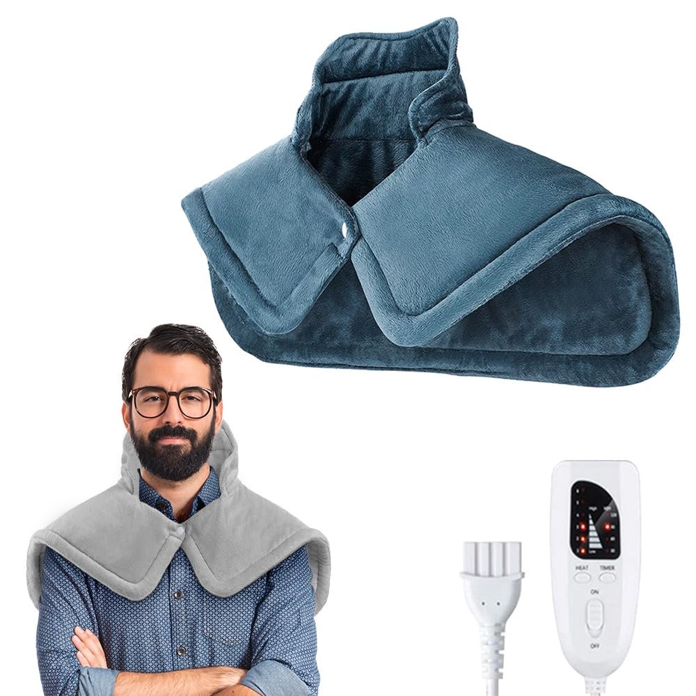 Winter Neck Heating Pad, 2024 New Electric Heating Pad for Neck and Shoulder Pain Relief, Heated Neck Wrap Back Heating Pad Shoulder Heating Pad Back Warmer Shoulder Back Heater (22.8x16.5in_Blue)