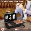 Kyrgyzst Travel Cigar Case Holds 10 Cigars, Portable Cigar Humidor Includes Cigar Cutter, Humidifier, Hygrometer - Cigar Accessories Set for Men (Black) view 2