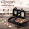 Kyrgyzst Travel Cigar Case Holds 10 Cigars, Portable Cigar Humidor Includes Cigar Cutter, Humidifier, Hygrometer - Cigar Accessories Set for Men (Black) view 3