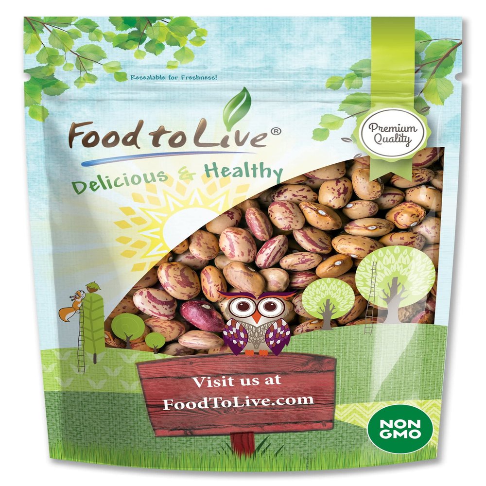 Food to Live - Cranberry Beans, 2 Pounds - Dried Borlotti Beans, Sproutable, Vegan, Kosher, Bulk, Good Source of Folate, Dietary Fiber, Protein