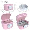 ARGOMAX Leak Proof Denture Bath Cup, Portable Soaking Denture Box, Denture Bath Case with Strainer, for Dentures and Braces, Upgraded Version with Storage Compartment (Pink + White). view 2