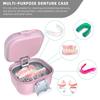 ARGOMAX Leak Proof Denture Bath Cup, Portable Soaking Denture Box, Denture Bath Case with Strainer, for Dentures and Braces, Upgraded Version with Storage Compartment (Pink + White). view 3