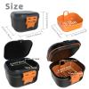 ARGOMAX Leak Proof Denture Bath Cup, Portable Soaking Denture Box, Denture Bath Case with Strainer, for Dentures and Braces, Upgraded Version with Storage Compartment (Black + Orange). view 2