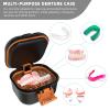 ARGOMAX Leak Proof Denture Bath Cup, Portable Soaking Denture Box, Denture Bath Case with Strainer, for Dentures and Braces, Upgraded Version with Storage Compartment (Black + Orange). view 3