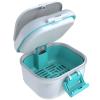 ARGOMAX Leak Proof Denture Bath Cup, Portable Soaking Denture Box, Denture Bath Case with Strainer, for Dentures and Braces, Upgraded Version with Storage Compartment (White + Cyan). view 1