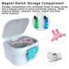 ARGOMAX Leak Proof Denture Bath Cup, Portable Soaking Denture Box, Denture Bath Case with Strainer, for Dentures and Braces, Upgraded Version with Storage Compartment (White + Cyan). view 4