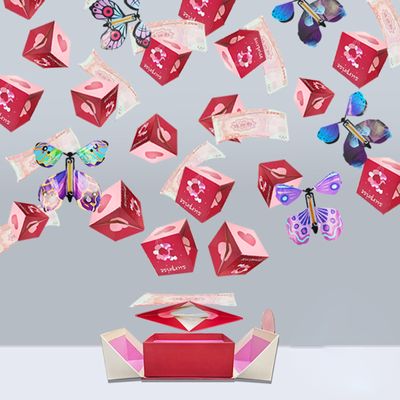 Valentine's Day Surprise Gift Box Explosion for MoneyCreative Money Gift Box Funny Ways to Give Money As A Gift for Birthday (Love 20 Box +4pc Butterfly)