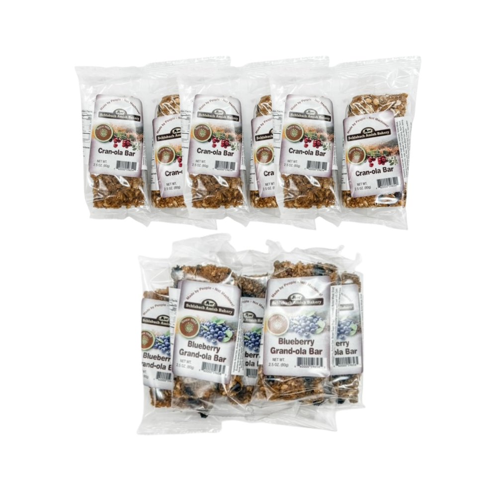 Schlabach Amish Bakery Soft & Chewy Granola Bars, Case Pack of 12/2.8 oz. Bars (Cran-ola and Blueberry)