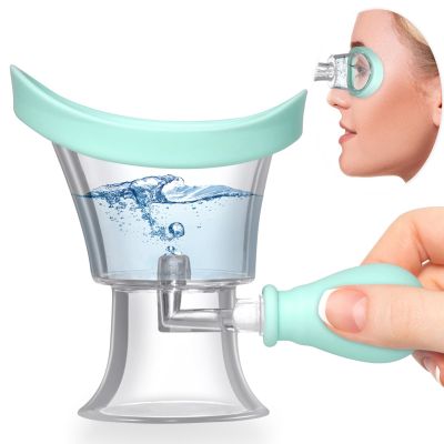 Eye Wash Cup - Silicone Manual Air Pressure Eye Cleaning Toolfor SoothingTired Eyes, Convenient and Effective Removes Dust, Makeup and Irritants (Blue)