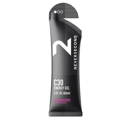 Neversecond C30 Energy Gel, Performance Nutrition & Hydration, Never2 Energy Gel for Ultra Triathlons, Cycling & Marathons (Passion Fruit Flavor, 12-Count Pack)
