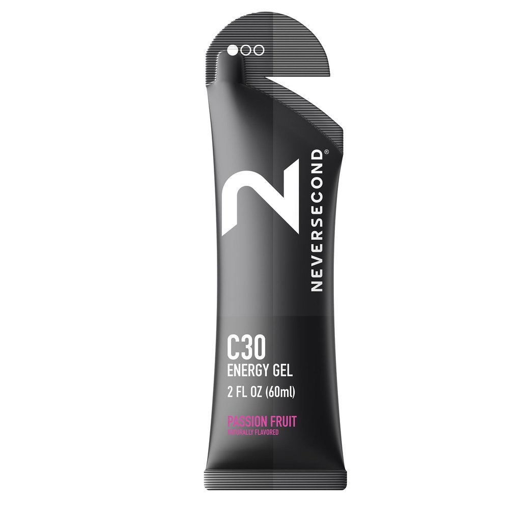 Neversecond C30 Energy Gel, Performance Nutrition & Hydration, Never2 Energy Gel for Ultra Triathlons, Cycling & Marathons (Passion Fruit Flavor, 12-Count Pack)