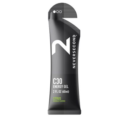 Neversecond C30 Energy Gel, Performance Nutrition & Hydration, Never2 Energy Gel for Ultra Triathlons, Cycling & Marathons (Citrus Flavor, 12-Count Pack)
