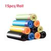 15pcs/Roll Trash Bags Disposable Thickened Garbage Bag Vest-style Garbage Can Storage Bag Household Kitchen Plastic Bag view 2