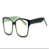 Calabria Soho 1020 Rectangular Blue Light Blocking Reading Glasses +3.50 Black Green Men Women view 2