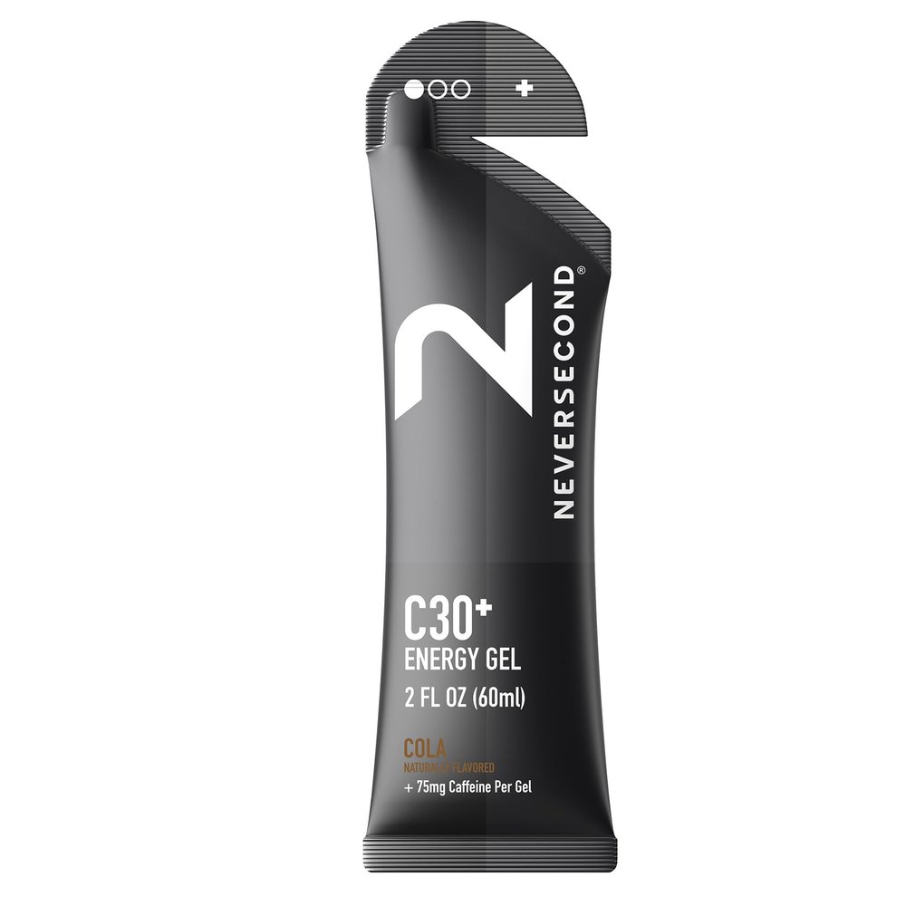 Neversecond C30+ Energy Gel + Caffeine, Performance Nutrition & Hydration, Never2 Energy Gel for Ultra Triathlons, Cycling & Marathons (Cola Flavor, 12-Count Pack)