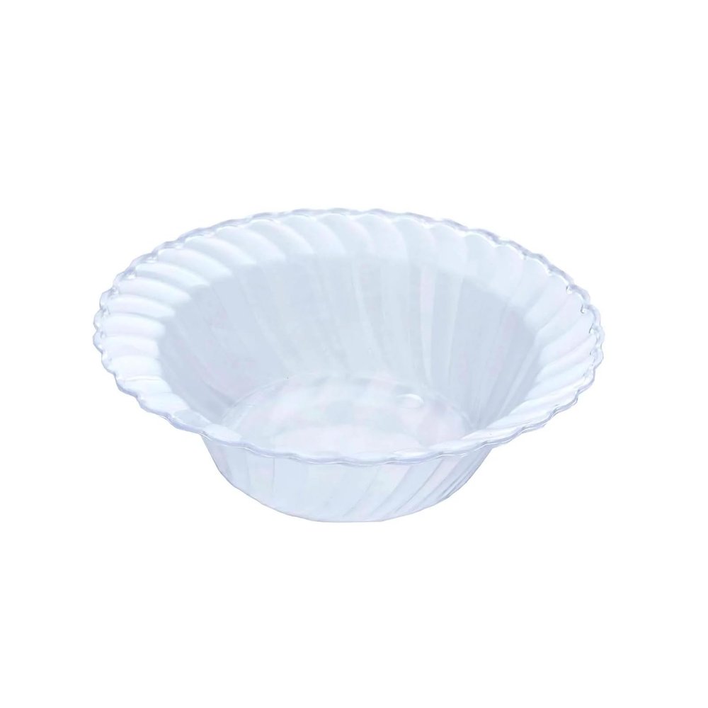 60 pcs 5 oz Clear Waved Plastic Round Bowls - Disposable Wedding Party Catering Tableware