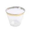 Balsa Circle 25 Glittered 9 oz Clear Plastic Disposable Cups Gold Trim Wedding Party Events Reception Catering Decorations Supplies view 1