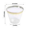 Balsa Circle 25 Glittered 9 oz Clear Plastic Disposable Cups Gold Trim Wedding Party Events Reception Catering Decorations Supplies view 2