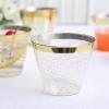 Balsa Circle 25 Glittered 9 oz Clear Plastic Disposable Cups Gold Trim Wedding Party Events Reception Catering Decorations Supplies view 3