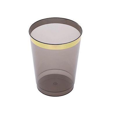 Balsa Circle 25 Black 10 oz Crystal Disposable Plastic Party Cups with Gold Rim Wedding Reception Graduation Birthday Party Catering Tableware Supplies