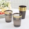 Balsa Circle 25 Black 10 oz Crystal Disposable Plastic Party Cups with Gold Rim Wedding Reception Graduation Birthday Party Catering Tableware Supplies view 3
