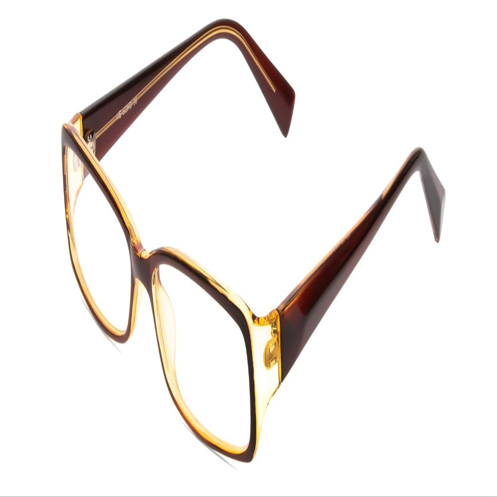 Calabria Soho 96 Rectangular Reading Glasses +7.00 Chocolate Brown/Amber Crystal Men Women