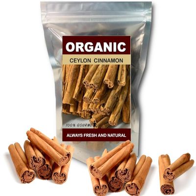 100% Gourmet Ceylon Cinnamon Stick 4 Oz, Natural fresh Pure and Organic true Ceylon Cinnamon in Resealable bag for keep fresh, canela entera