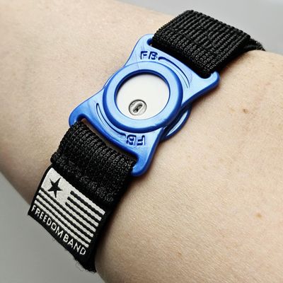 4-18" Inch Adjustable Freedom Band for Freestyle Libre 3 : Transmitter Protection Sensor Cover Arm & Leg Band -No More Adhesive Patches (4-18" Active Band, Black) (Dark Blue)
