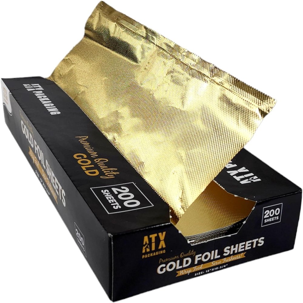 Premium Quality 12" x 10.75" Gold Interfolded Aluminum Foil Pop-Up Precut Sheets - Ideal for Storing, Grilling, Cooking Food - Aluminum Foil Wraps (2 Boxes of 200)