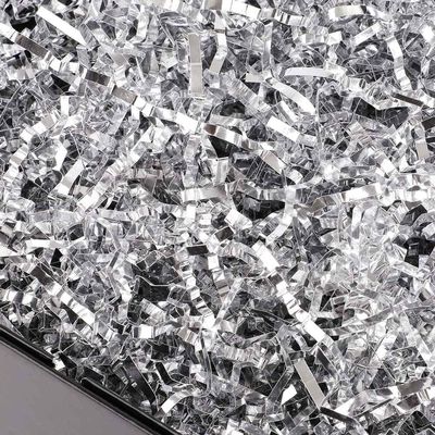 PLINJOY 4 OZ Crinkle Cut Paper Shred Filler for Gift Basket Shredded Confetti Paper Box Stuffing Easter Basket Grass (Silver)