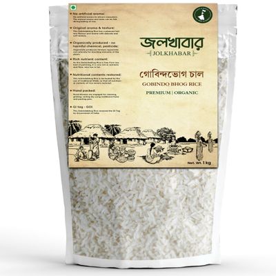 JOLKHABAR | GOBINDOBHOG RICE 1Kg | Premium  Aromatic - Organic | Gobindo Bhog Rice | 1Kg Pack