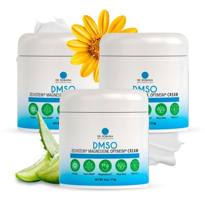 Dr. Robaina DMSO Cream  99.9% Pure Dimethyl Sulfoxide | Formula with Zechstein Magnesium, Arnica, Aloe Vera & Vitamin E | Topical Cream for Body Wellness | Made in USA