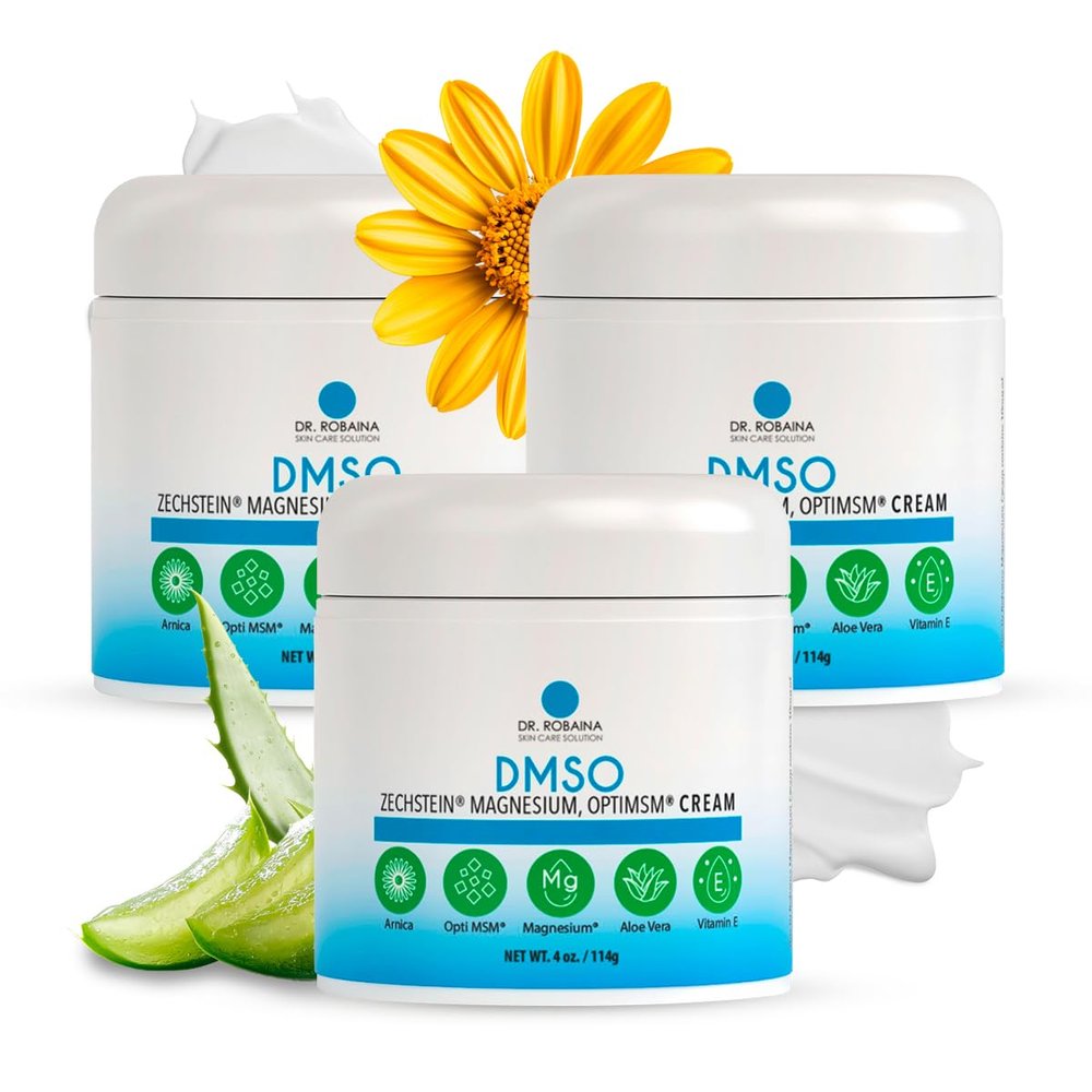 Dr. Robaina DMSO Cream  99.9% Pure Dimethyl Sulfoxide | Formula with Zechstein Magnesium, Arnica, Aloe Vera & Vitamin E | Topical Cream for Body Wellness | Made in USA