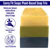 Savvy Fit Soaps Handmade Natural Soap Bar - EXTRA GENTLE BARS - CROSS Bar, BOOTEA Bar, SPORTS Bar Soap Bars - Plant-Based - Both Body & Face - Cruelty-Free Gift for All (Pack of 3) 4.5 oz/Bar view 2