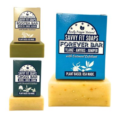 Savvy Fit Soaps Handmade Natural Soap Bar - Sensitive Skin Bars. FOREVER Bar, BOOTEA Bar, CROSS Bar Soap Bars - Plant-Based - Both Body & Face - Cruelty Free Gift for All (Pack of 3) 4.5 oz/Bar
