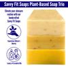 Savvy Fit Soaps Handmade Natural Soap Bar - THE ORIGINALS - ZEST EVER, DEFENSE, MOMINTUM Soap Bars - Plant-Based - Both Body & Face - Cruelty-Free Gift (Pack of 3) 4.5 oz/Bar view 2