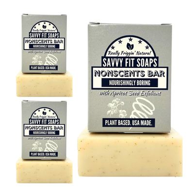 Savvy Fit Soaps Handmade Natural Soap Bar - NONSCENTS BARS Soap Bars - These Plant-Based Vegan Soap Bars Are For Both Body & Face - Cruelty-Free Gift for All (Pack of 3) 4.5 oz/Bar