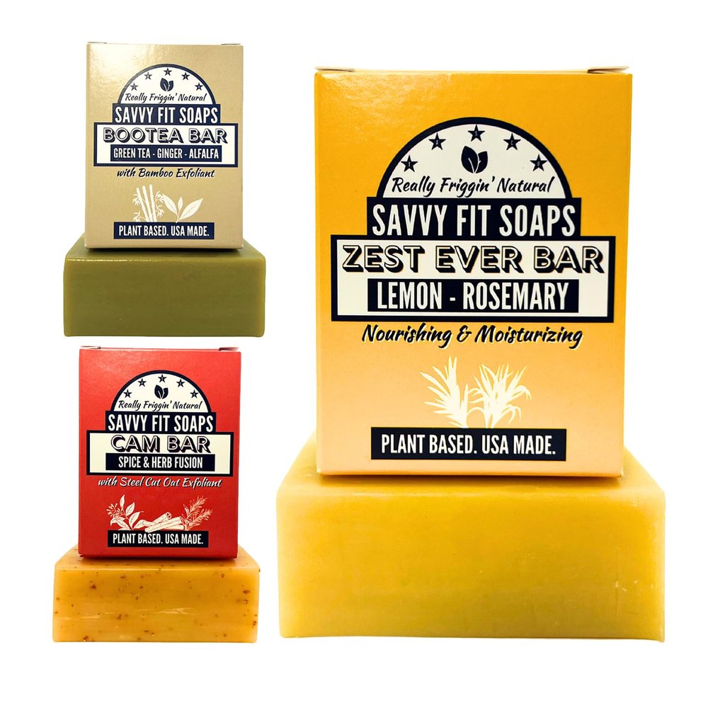 Savvy Fit Soaps Handmade Natural Soap Bar - KIDS FAVORITES - ZEST EVER Bar, CAM Bar, BOOTEA Bar Soap Bars - Plant-Based - Both Body & Face - Cruelty-Free Gift for All (Pack of 3) 4.5 oz/Bar