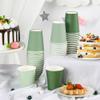 AimFun 100 Pcs Sage Green Paper Cups 9oz Disposable Coffee Paper Cups Gradient Green Party Cups Birthday Bridal Shower Beverage Drinking Cups for Wedding Picnic St Patricks Tea Party Supplies view 4