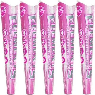 Elements Pink Cone King Size (110mm) - 5 Pack - 15 Cones total incl. Frugal Smoker Sticker