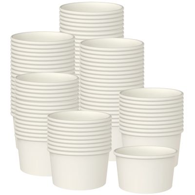 Axe Sickle 50 Pcs 9 Ounce Paper Ice Cream Cups Disposable Dessert Bowls for Hot or Cold Food, Sundae, Frozen Yogurt, Soup, White