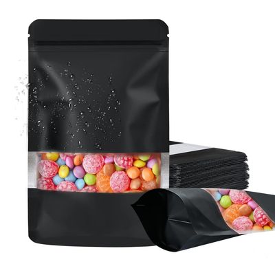 100 Pack Smell Proof Bags, Resealable Food Storage Bags with Clear Window, Stand Up Smell Proof Mylar Bags Self Seal Foil Pouches for Food Storage Packaging (Black, 6.3 x 9.5 Inch)