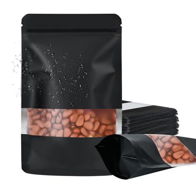 100 Pack Smell Proof Bags, Resealable Food Storage Bags with Clear Window, Stand Up Smell Proof Mylar Bags Self Seal Foil Pouches for Food Storage Packaging (Black, 8 x 12 Inch)