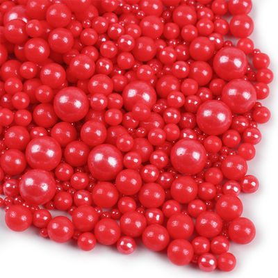 Red Sprinkles for Cake Decorating, Toppings Cake Decorations 3.5 Ounce, Edible Sugar Pearls Mixing Sizes for Cupcake Topper, Cookies, Ice Cream Toppings Cake Decorations for Party Celebrations